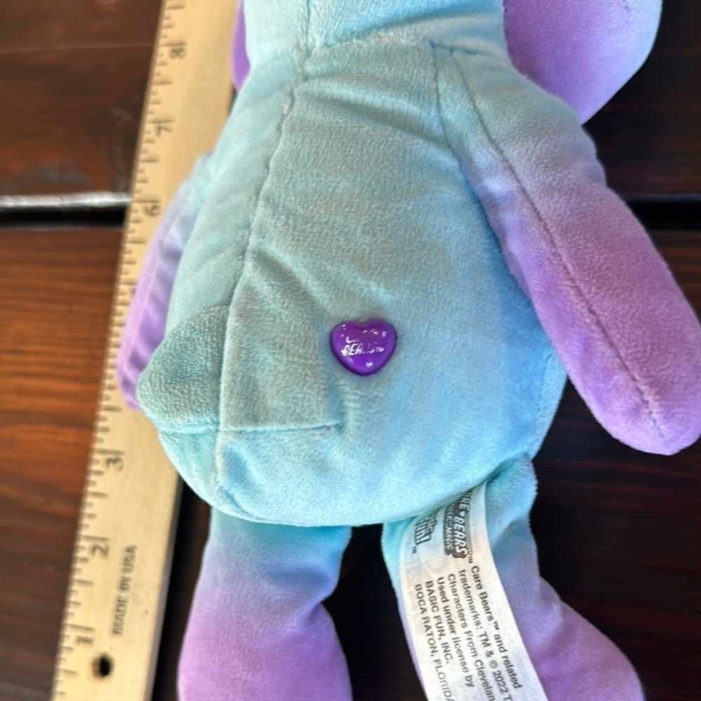 Charming Blue and Purple Stuffed Care Bear with Rainbow Heart - Picture 4 of 8